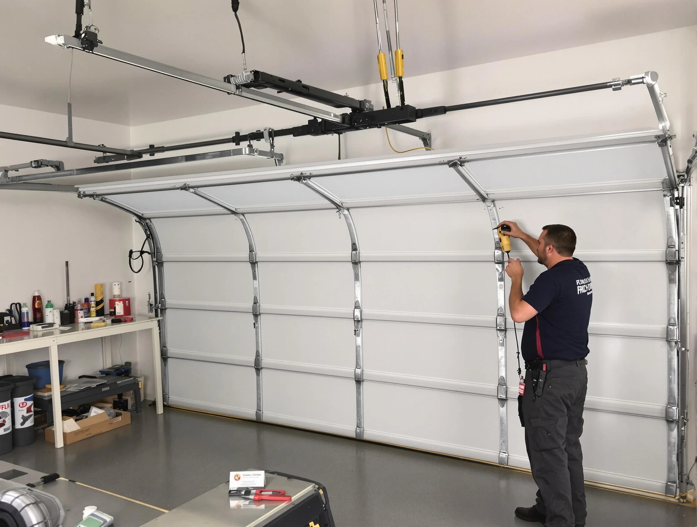 South Jordan Garage Door Repair certified technician performing overhead door system repair in South Jordan