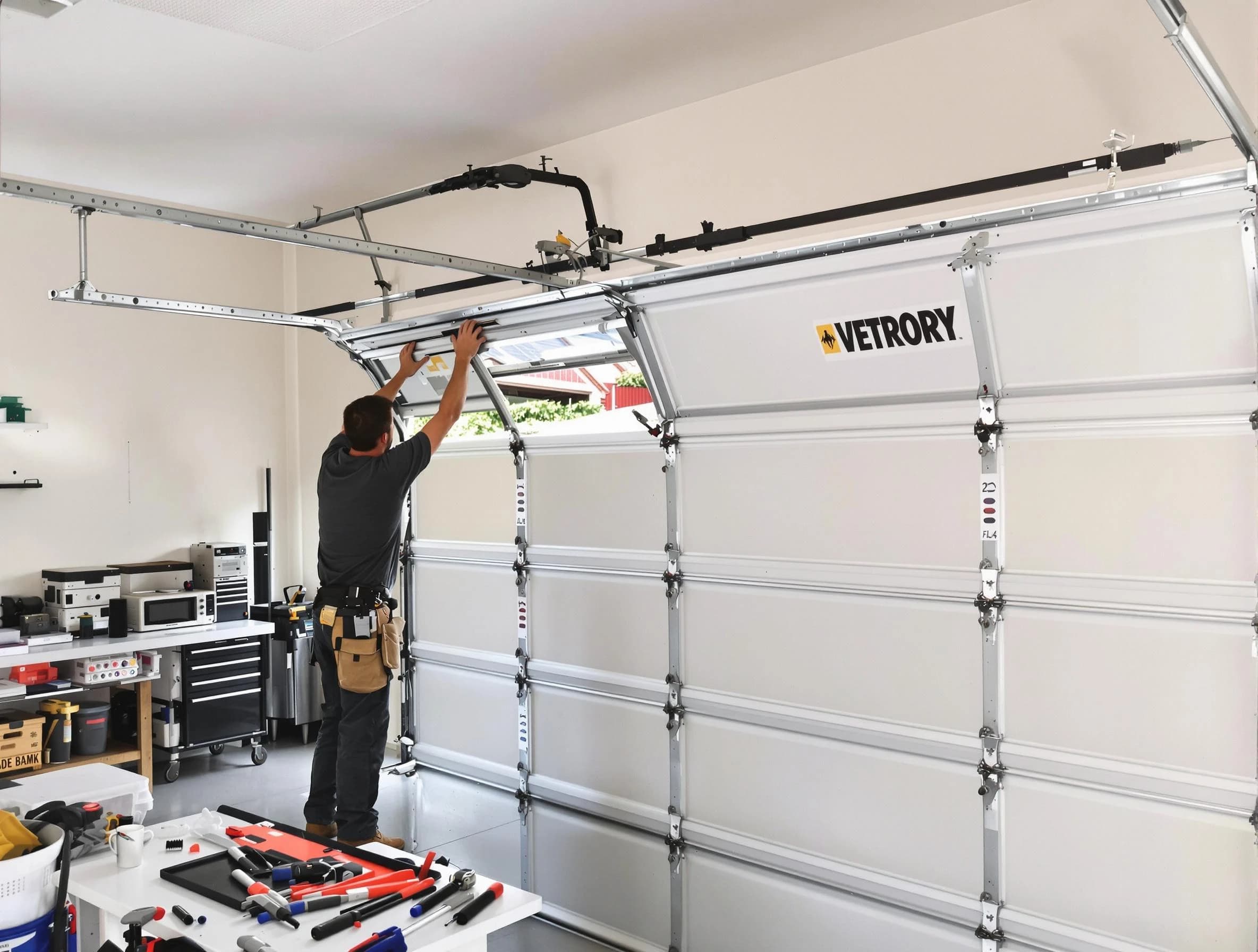 South Jordan Garage Door Repair technician performing section replacement in South Jordan