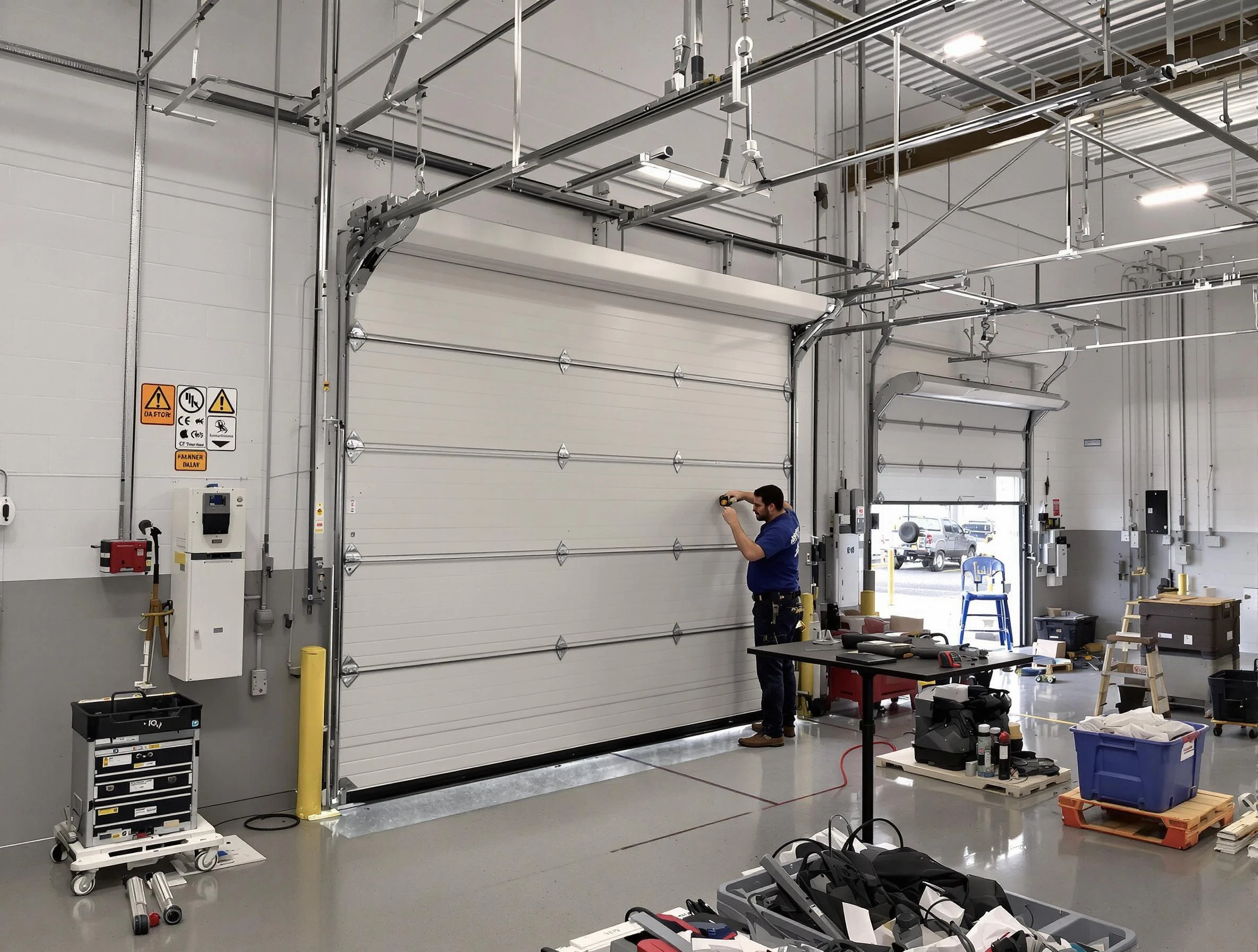 Commercial garage door repair being performed by South Jordan Garage Door Repair expert in South Jordan