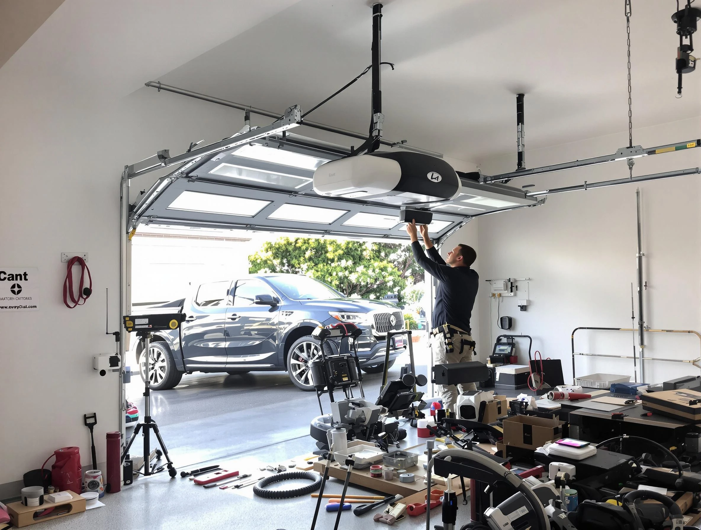 South Jordan Garage Door Repair specialist installing smart garage door opener system in South Jordan home